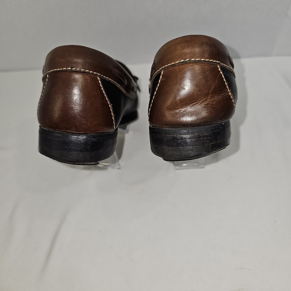 Cole Haan Loafers Mens 9.5D Black Brown Leather Kiltie Tassel Mexico Vintage - Picture 3 of 8